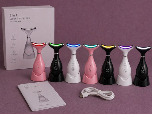 جهاز مساج وتجميل الوجه والرقبة 7 في 1 بتقنية LED (7 in 1 LED Beauty Device for Face & Neck)