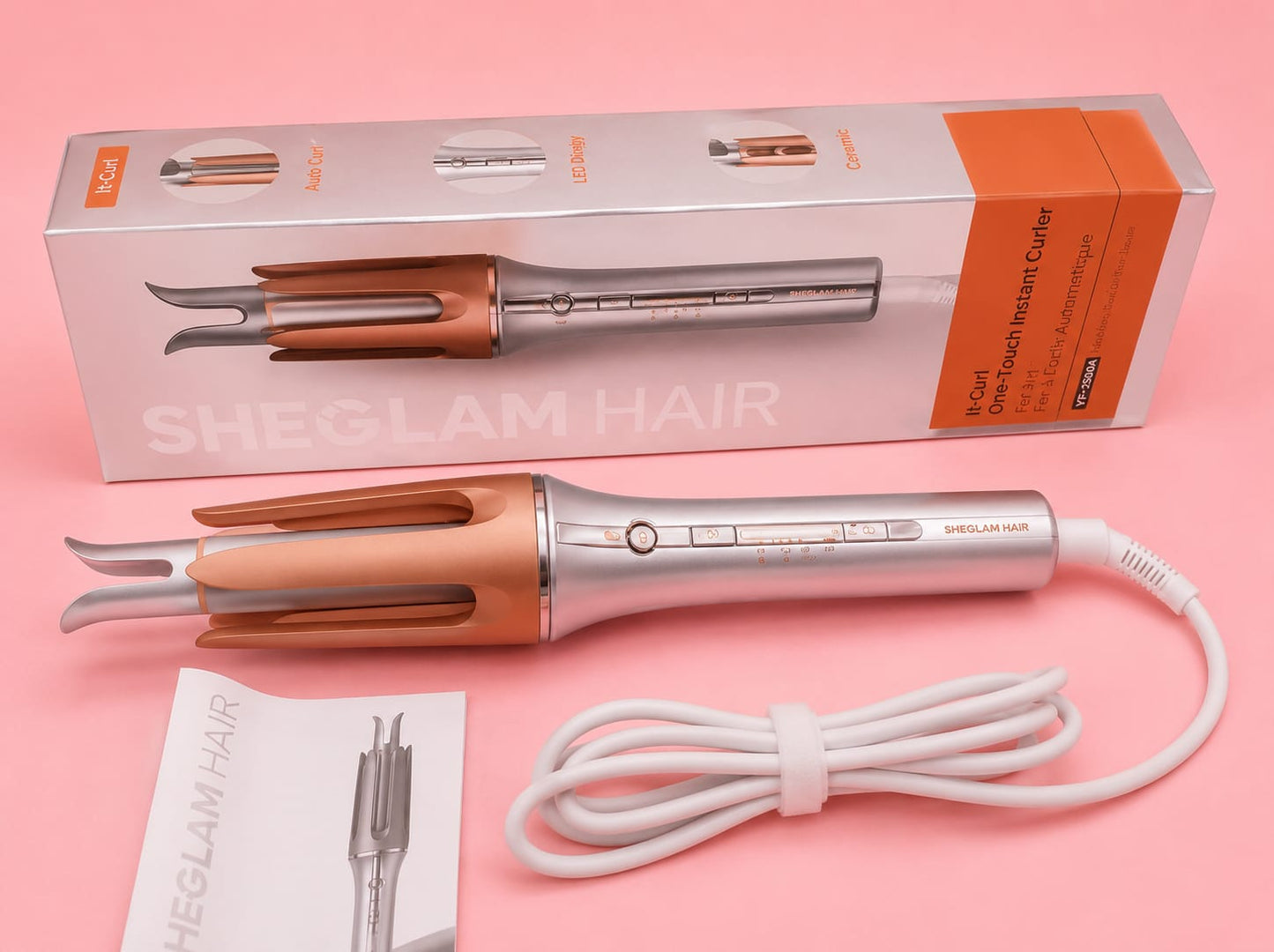 مكواة تجعيد الشعر الأوتوماتيكية الذكية SHEGLAM HAIR It-Curl One-Touch Instant Curle