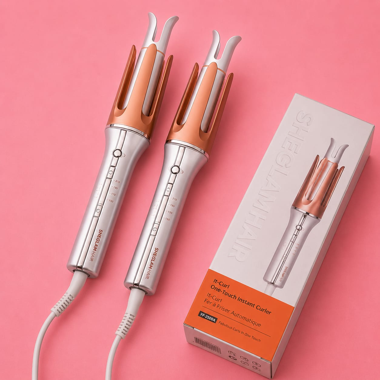 مكواة تجعيد الشعر الأوتوماتيكية الذكية SHEGLAM HAIR It-Curl One-Touch Instant Curle