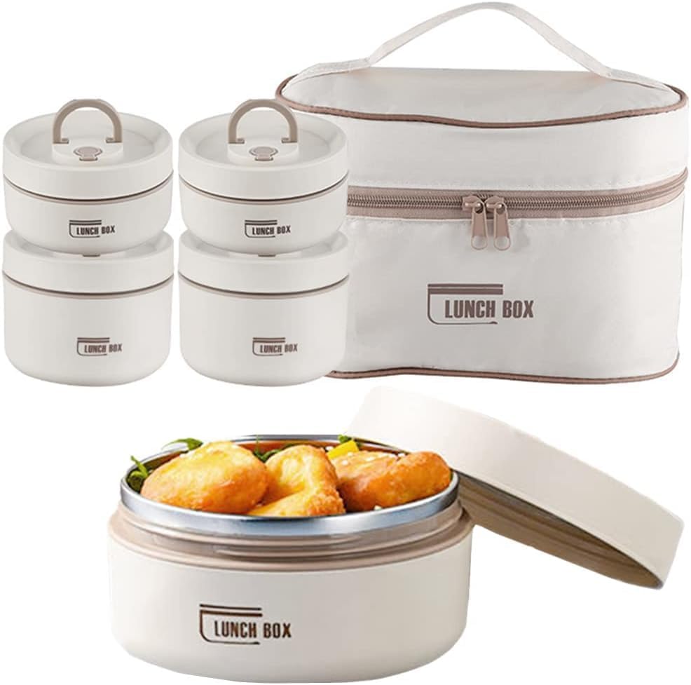 304 Stainless Steel Thermal Lunch Box Set with Insulated Bag - طقم لانش بوكس حراري ستانلس ستيل 304 مع شنطة عازلة