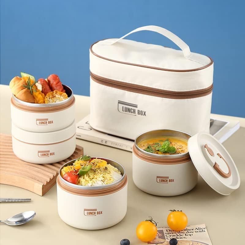 304 Stainless Steel Thermal Lunch Box Set with Insulated Bag - طقم لانش بوكس حراري ستانلس ستيل 304 مع شنطة عازلة