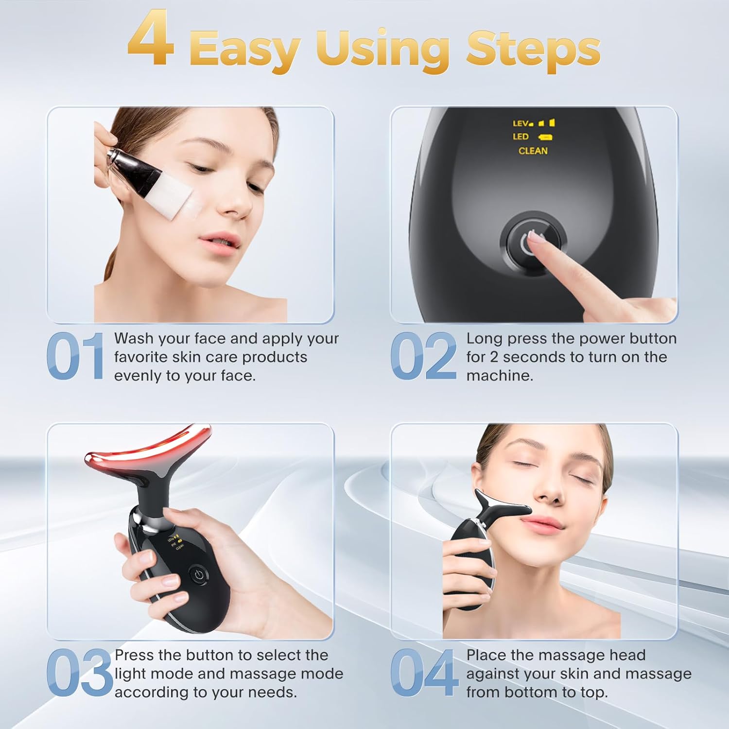 جهاز تقليل التجاعيد بالضوء النبضي المكثف مع سيروم الذهب 24 وجل الألوفيرا - Skinova Intense Pulsed Light Wrinkle Reducing Device with 24K Gold Serum & Aloe Vera Gel