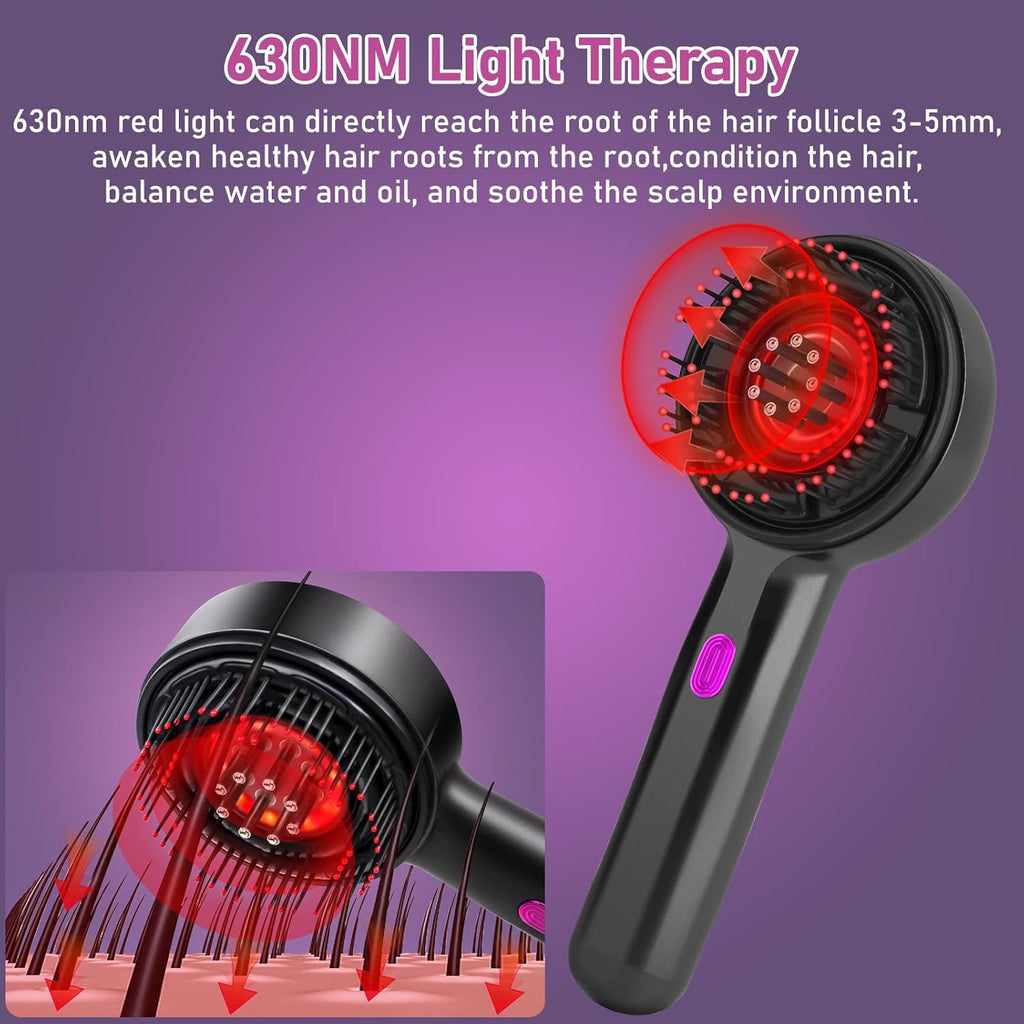 جهاز تدليك فروة الرأس مع زيوت مغذية لتحفيز نمو الشعر وتقليل التساقط - EMS Scalp Massage Comb with Hair Growth Oils for Hair Care
