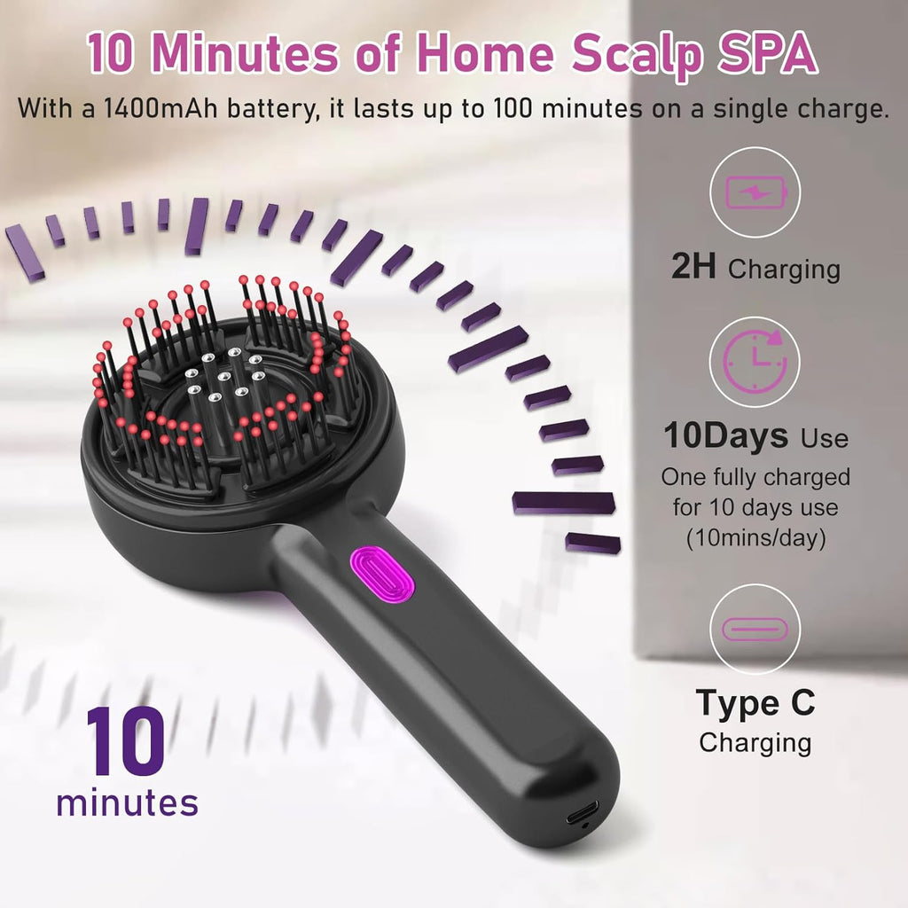 جهاز تدليك فروة الرأس مع زيوت مغذية لتحفيز نمو الشعر وتقليل التساقط - EMS Scalp Massage Comb with Hair Growth Oils for Hair Care