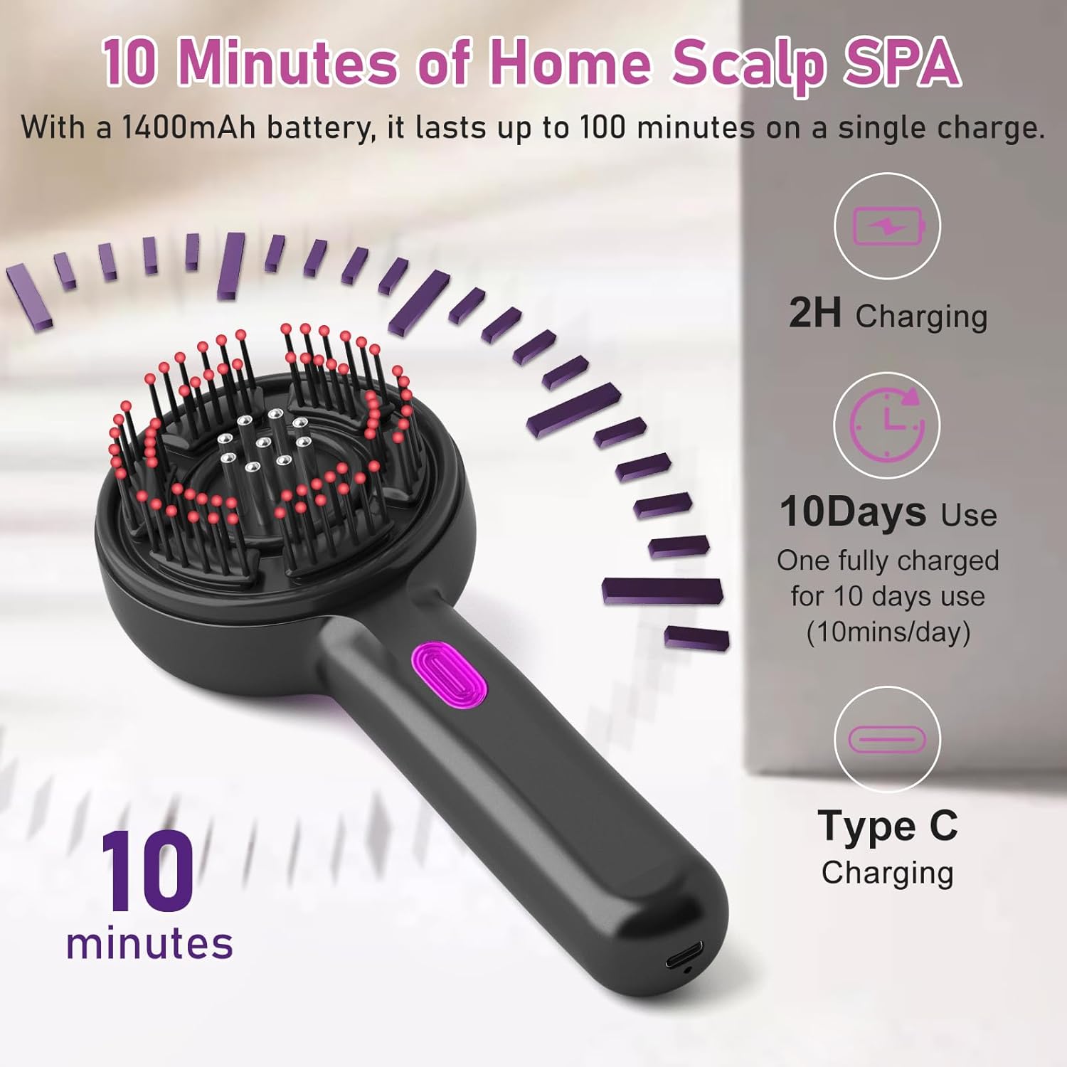 جهاز تدليك فروة الرأس مع زيوت مغذية لتحفيز نمو الشعر وتقليل التساقط - EMS Scalp Massage Comb with Hair Growth Oils for Hair Care