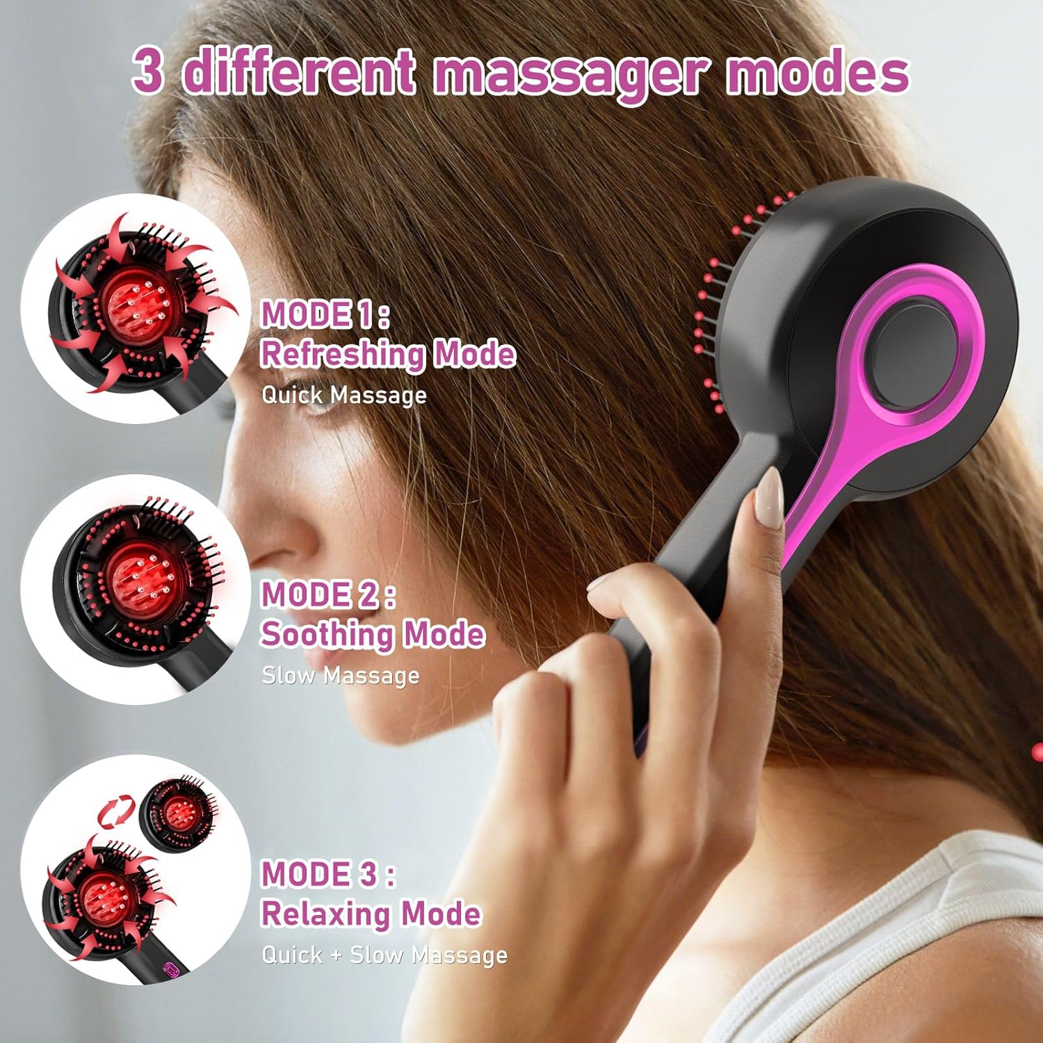 جهاز تدليك فروة الرأس مع زيوت مغذية لتحفيز نمو الشعر وتقليل التساقط - EMS Scalp Massage Comb with Hair Growth Oils for Hair Care