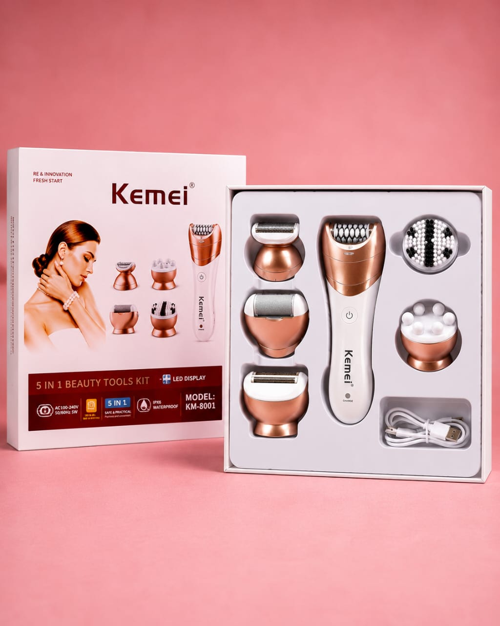 طقم العناية والجمال 5 في 1 من كيمي (Kemei - KM-8001)