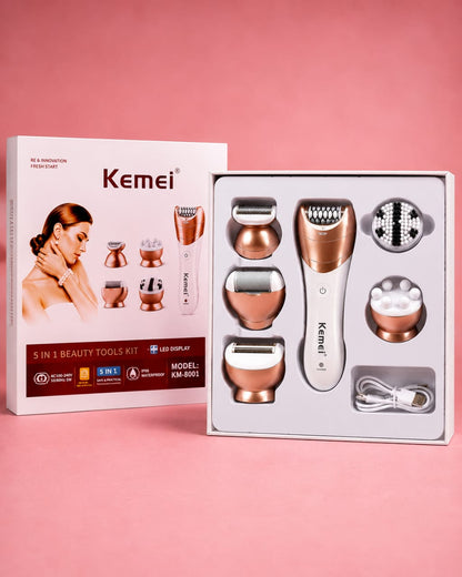 طقم العناية والجمال 5 في 1 من كيمي (Kemei - KM-8001)